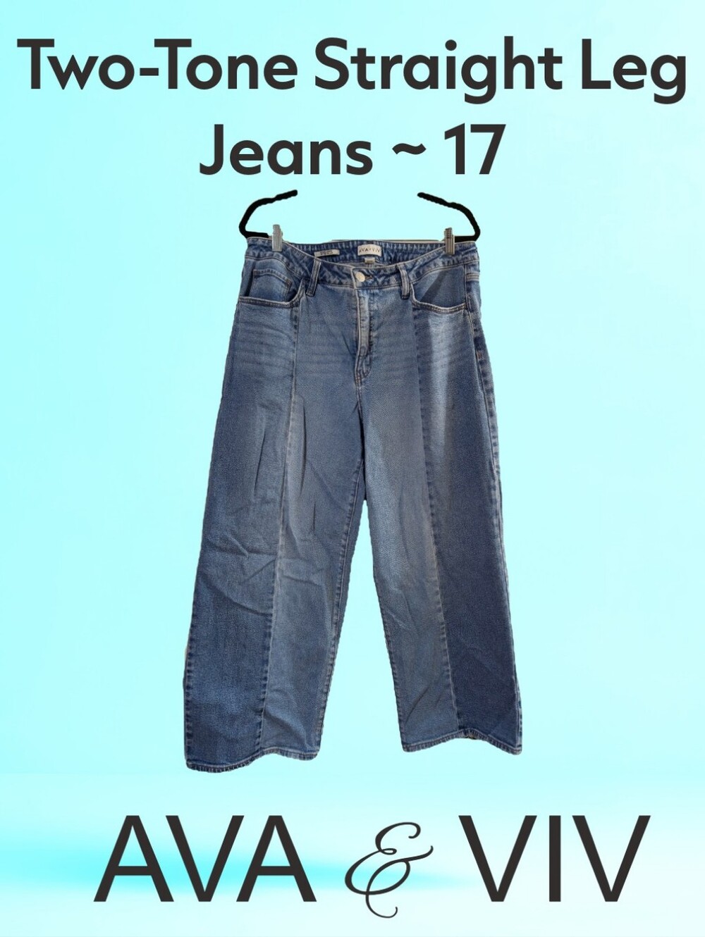 Two-tone High-Rise Straight Jeans